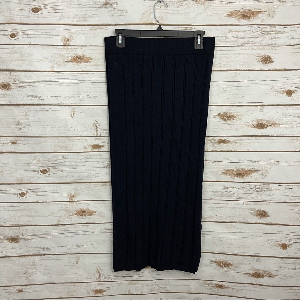 Worth Navy Blue sweater Knit Pull On Midi Skirt